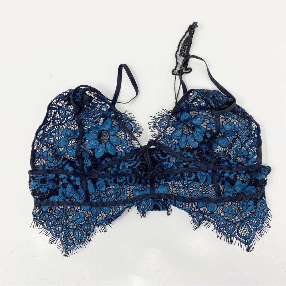 For Love And Lemons Teal Skivvies Bralette Small